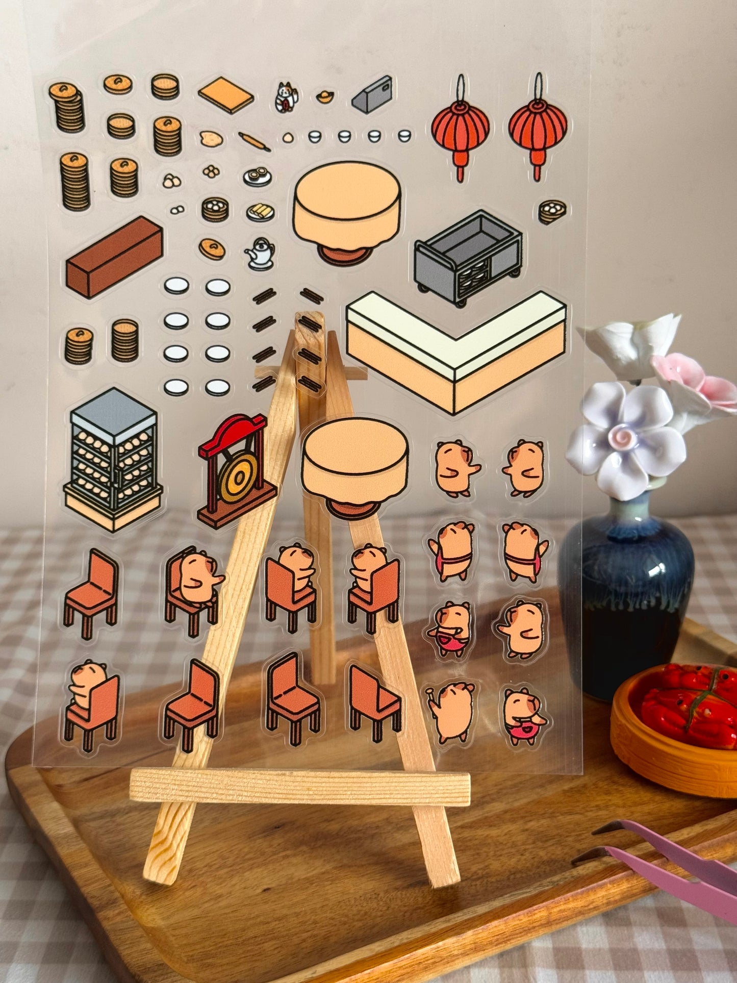 Dimsum Restaurant Scene Sticker Sheet