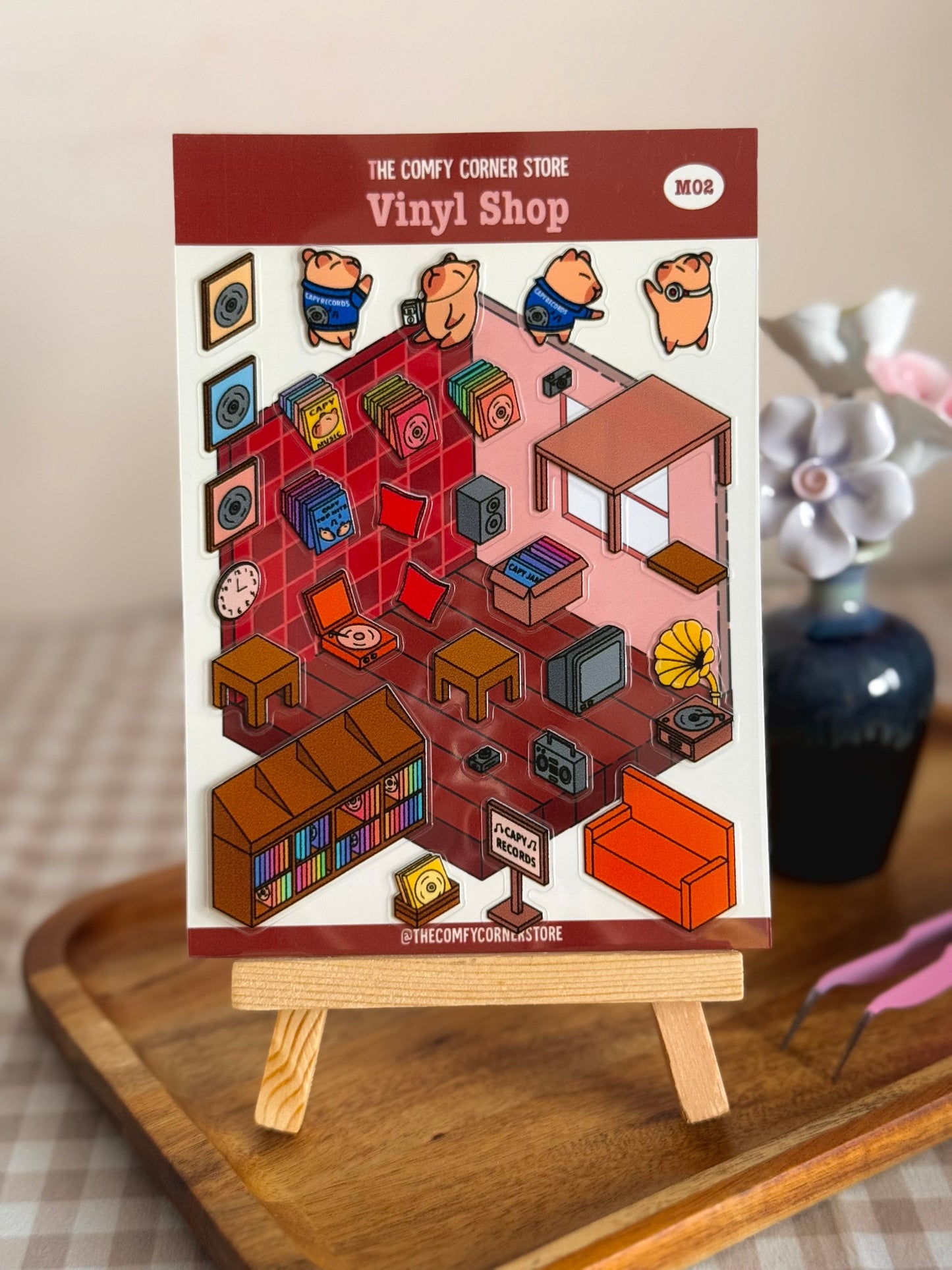 Vinyl Shop Scene Sticker Sheet