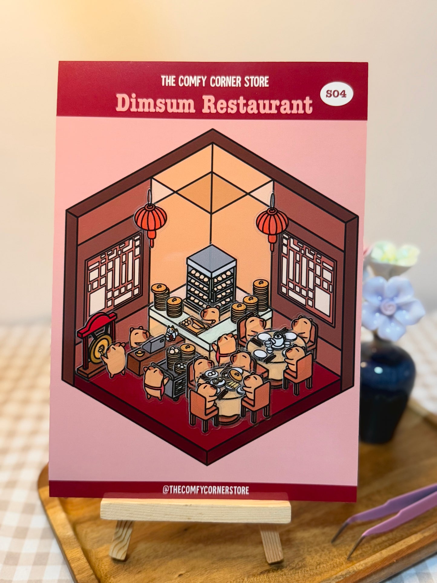 Dimsum Restaurant Scene Sticker Sheet